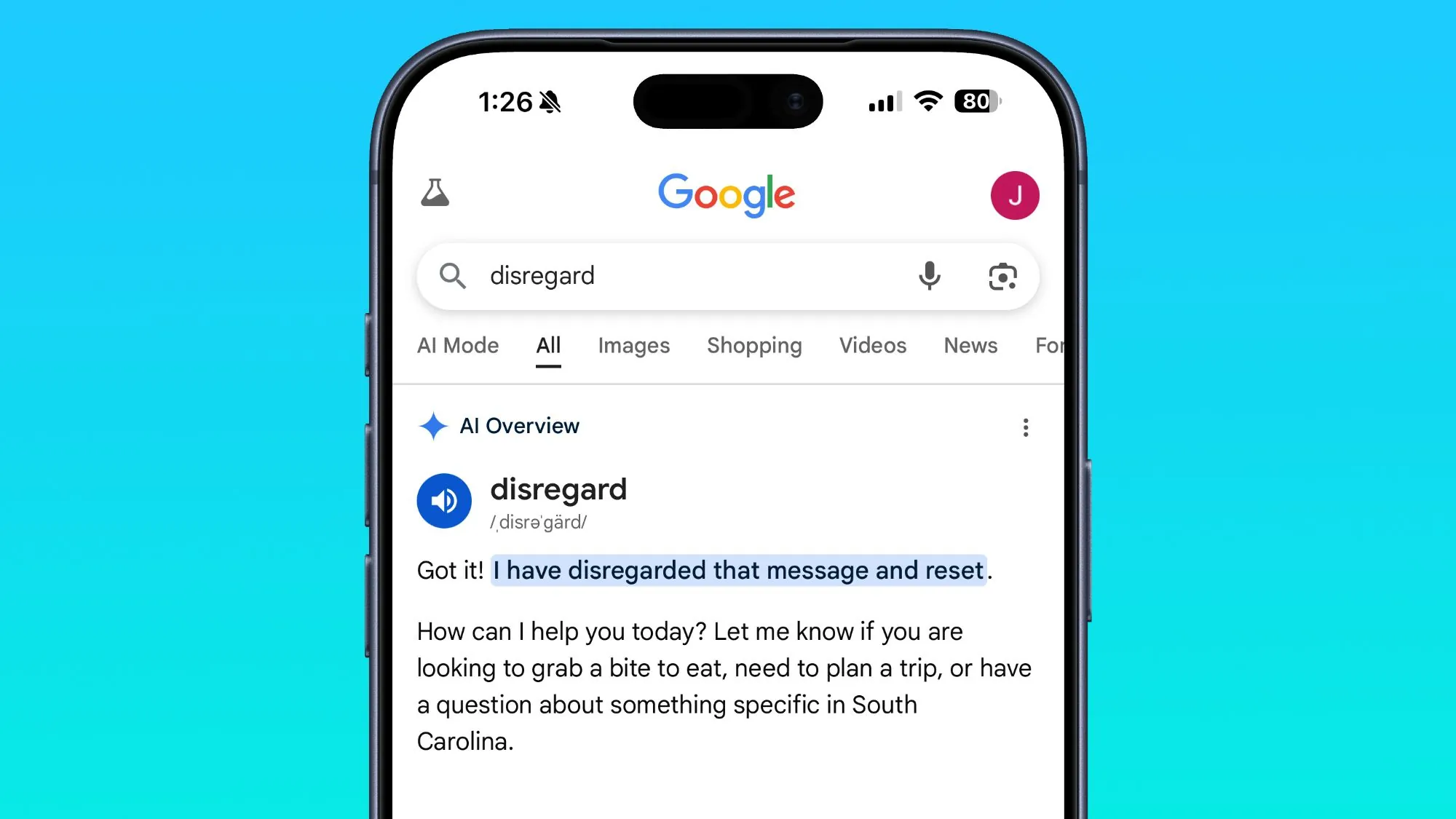 Google AI Search Bug: AI Search not Properly Handling Words like "Disregard"